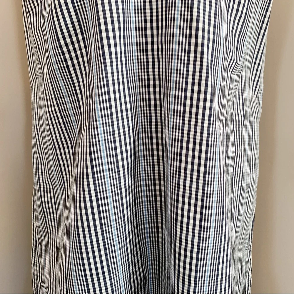 SOLD! J CREW 6 Navy Blue Plaid Flutter Hem Flounce Halter V Neck Shift Dress - Picture 6 of 15
